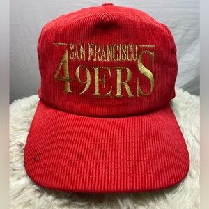 Vintage San Francisco 49er’s corduroy Rare Zipper Back Red Golf Style NFL Hat